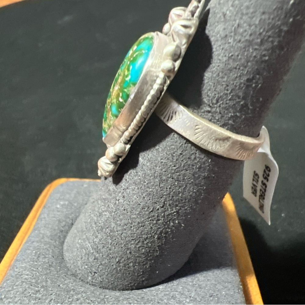 Sterling Silver Sonoran Mountain Gold Turquoise Adjustable Ring Size 6-8 - Picture 2 of 6